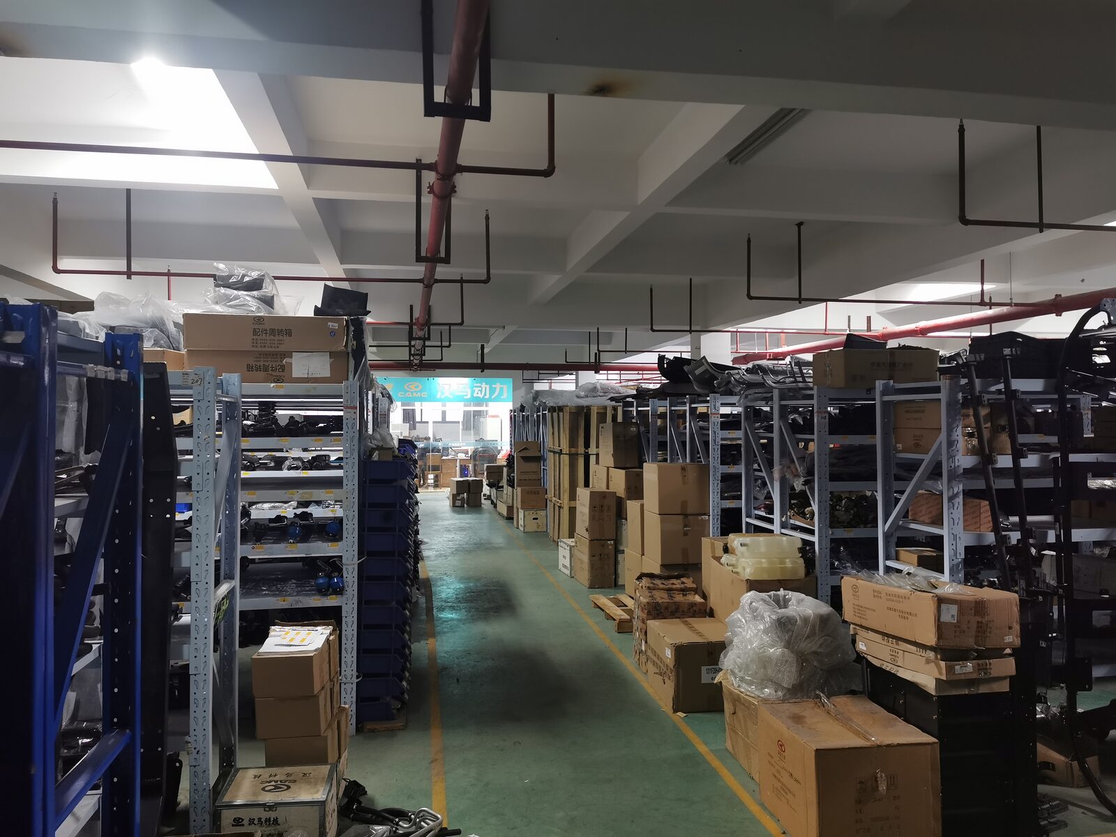 Parts warehouse aisle